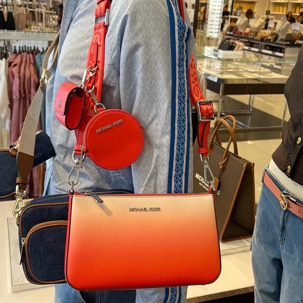 Michael Kors Jet Set Travel Tech Attached with Adjustable Coral Reef Crossbody - Picture 2 of 16
